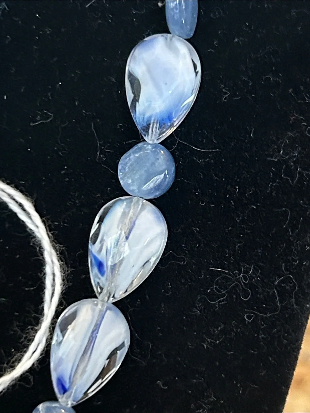 Blue and White Glass Beaded Necklace and Bracelet Set